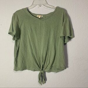 Sundry Olive Green Front Tie Short Sleeve Tee